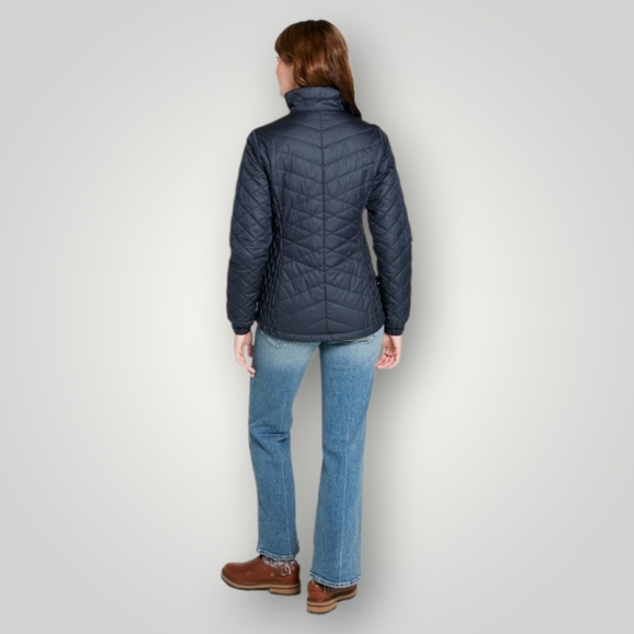 LL Bean Primaloft Puffer Jacket Womens Medium Quilted Fleece Lined Navy - Picture 11 of 11